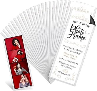 100 Pcs Magnetic Photo Booth Frame Flexible Magnetic Picture Frame with Inserts for 2" x 6" PVC Holder Magnet Photo Sleeves for Refrigerator Wedding Grad Party Baby Shower Picture Booth, Vertical