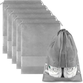 Shoe Bags for Travel Drawstring Travel Shoe Bags for Packing, Gray, 12.6" X 17.3", 5 Pack