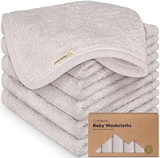 6-Pack Soft Viscose Washcloths - Derived from Bamboo for Baby, Newborn, Kids - Bath Towels, Face Cloths (Heather)