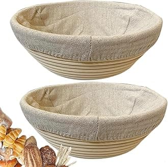 9 Inch Round Bread Banneton Proofing Basket Set of 2 – Sourdough Proofing basket kit for Artisanal Baking – Bread Making Tools For Professional & Home Bakers (9 inch round- 2 pack)