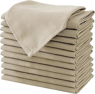 H.VERSAILTEX Cloth Napkins Set of 12 (18" X 18") Linen Textured Dinner Napkins Waterproof Extra Soft Thick Durable Reusable Napkins with Hemmed Edges for Dinners, Weddings and Everyday Use, Taupe