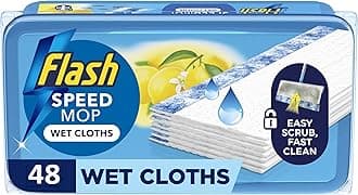 Speedmop Wet Floor Cleaning Wipes, 48 Cloths (24x2), Antibac Lemon Multi-Surface, Trap & Lock Daily Dirt, Grease & Grime Without Getting Down On Your Knees