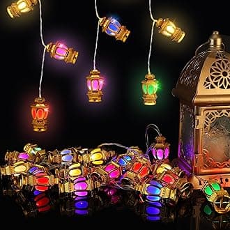 ANPHSIN Ramadan Eid String Light- 9.8ft 20LEDs Battery Operated Mubarak Islam Decorative Indoor Colourful Lantern Lights with 2 Flash Modes for Muslim Islamic Home Garden Patio Decor Supplies