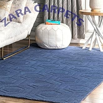 ZARA CARPETS; 'can change the floor ZARACARPETS Solid Plain Hand Made Rugs Runner Size 2 Feet by 6 Feet (2x6 feet) Blue Brick