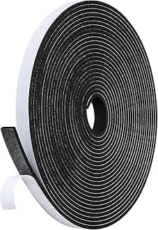 Weather Stripping Door Seal Strip- 1/2 Inch X 1/8 Inch X 26Feet, Strong Adhesive, Lightproof, Soundproof, Weatherproof Foam Tape Insulation for Sliding Door, Front Door Frame, Windows- Black