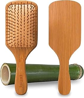 Wooden Hair Brush For Women & Men | Air Cushioned Bristles | Wooden Flat Paddle Brush | Promotes Hair Growth | Effortless Detangle With Bamboo Hair Brush