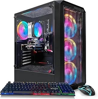 STGAubron Gaming Desktop PC, Radeon RX 590 8G GDDR5, AMD Athlon 3000G 3.5G, 16G DDR4 Memory, 512G SSD, 600M WiFi, BT 5.0, RGB Fan x 4, RGB Keyboard & Mouse & Mouse Pad, W11H64