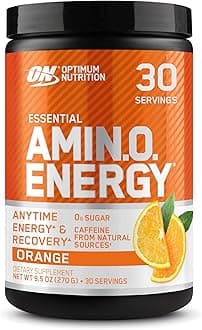 Optimum Nutrition (ON) Amino Energy - Pre Workout With Green Tea, Bcaa, Amino Acids, Keto Friendly, Green Coffee Extract, 0 Grams of Sugar, Anytime Energy Powder - Orange Cooler, 270 G, 30 Servings