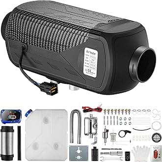 ChuBu Diesel Heater 2/5/8KW 12V-24V Low Fuel Consumption Portable Diesel Air Heater Low Noise, Fast Heating Defrost Defog for Campers, Truck, Trailer, RV, Boat, Garage - Black 5KW