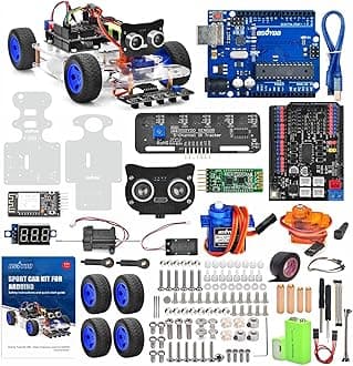 OSOYOO Robot Rc Smart Car DIY Kit to Build for Adults Teens with Servo Power Steering Motor, WiFi, Bluetooth, Code Programmable Compatible with Arduino