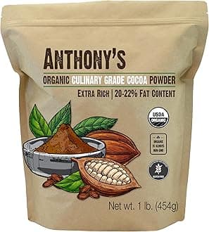 Anthony's Organic Culinary Grade Cocoa Powder, 1 lb, Dutch Processed Baking Cocoa, Gluten Free, Non GMO, Keto Friendly