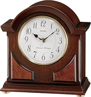 Seiko 9" Brown Wooden Case with Chime Mantel Clock