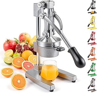 CO-Z Cast-Iron Manual Citrus Juicer Press, Heavy Duty Commercial Orange, Lemon, Lime & Pomegranate Squeezer, 6 kg Countertop Hand Juice Extractor with 304 SS Strainer for Home, Café & Bar, Grey