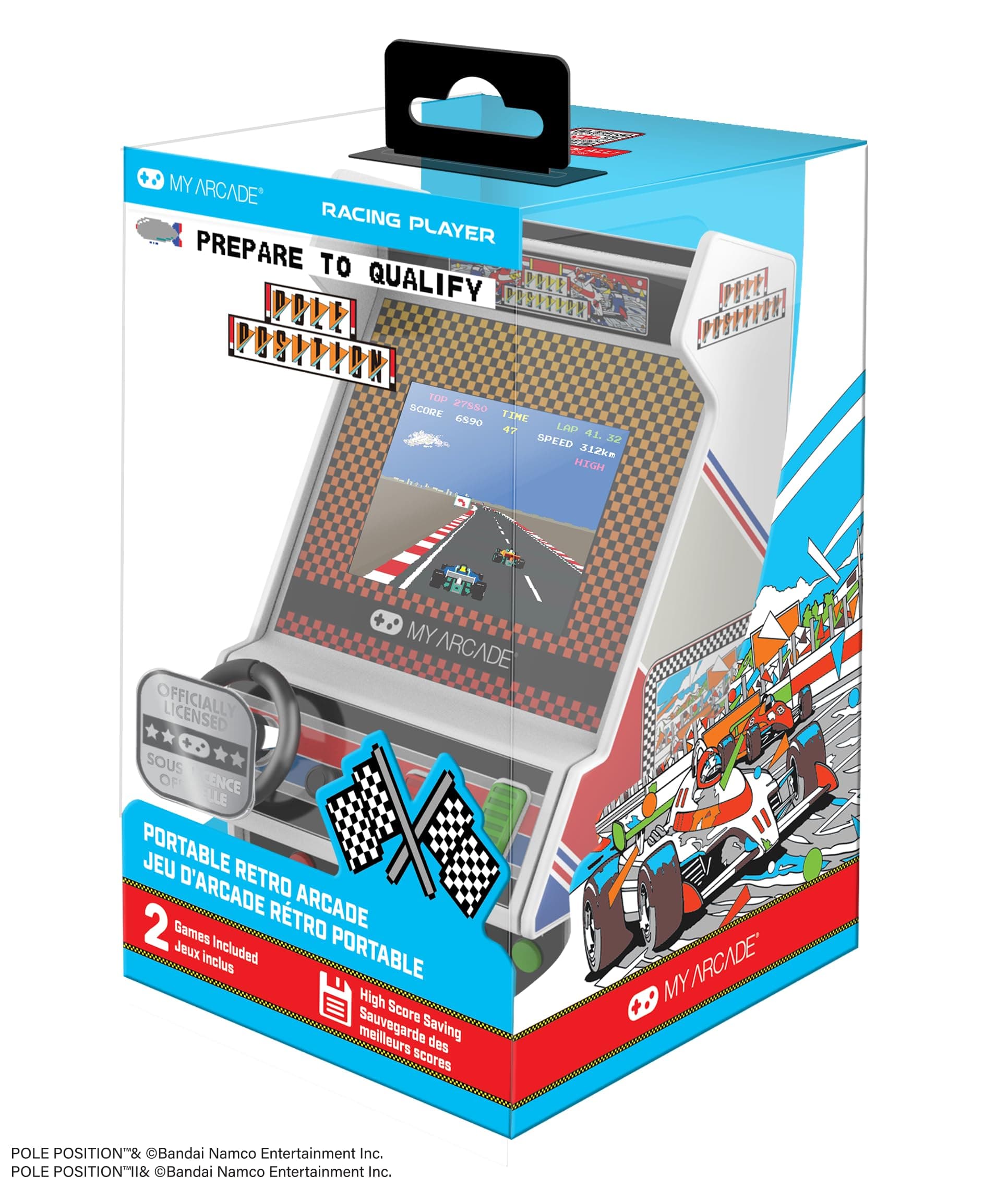 My Arcade Pole Position Racing Player: Retro Mini Arcade Game Console with 2 Games, Real Racing Controls Full Color Screen