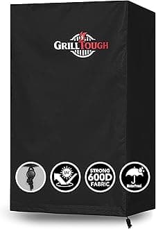 Heavy Duty Smoker Cover, 30 Inch – Waterproof, Weather Resistant, UV & Fade Resistant with Adjustable Straps – BBQ Cover for Flat Grill, Black