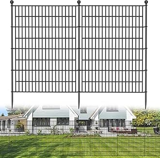 8 Panels No Dig Decorative Outdoor Garden Fence for Yard, 48 in(H) X 21 ft(L) Animal Barrier Fencing Rustproof Metal Wire Panel Border for Dog, Rabbits, and Patio Temporary Ground Stakes