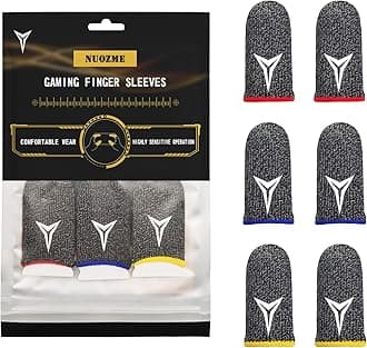 Nuozme Gaming Finger Sleeves for Mobile Gaming, 0.3mm Silver Fiber, Extremely Thin, Smooth Operation, Anti-Sweat, Nuozme Finger Gloves Compatible with Mobile Phone Tablet Devices,3colors 6 PCS