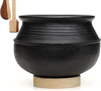 Craftsman India online Clay Earthenware Pot LPG and Microwave Safe Unglazed (1 L, Black)
