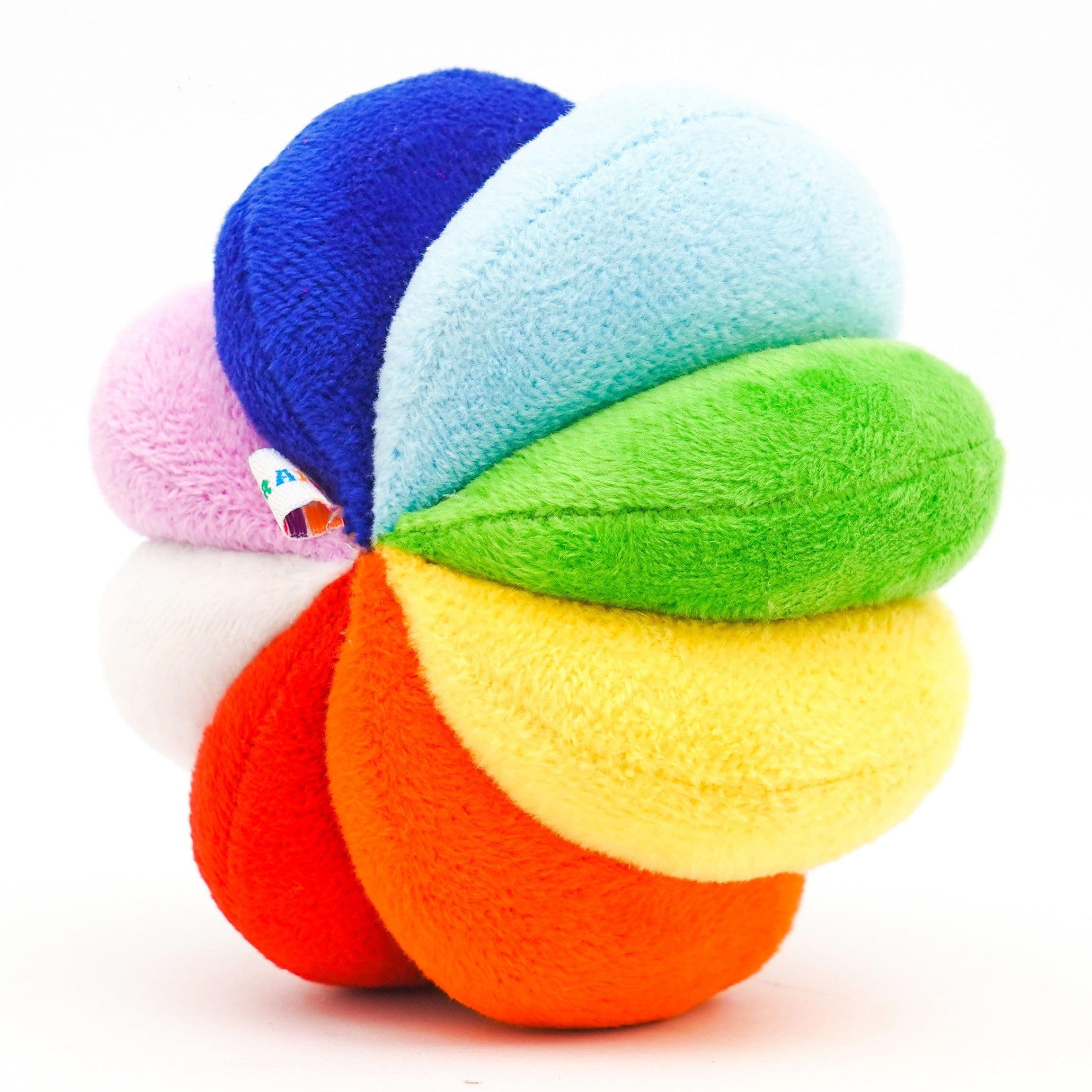 B4BRAIN Rainbow Soft Ball for Babies 0-1 Year for Brain Development Soft Plush Cotton Best Toys for Babies Kids Infants