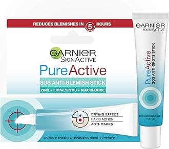 Garnier Pure Active SOS Anti-Blemish Stick 10ml, Fast Action Treatment For Spots & Blemishes, With Salicylic Acid & Eucalyptus & Niacinamide - Target & Reduce Appearance Of Blemishes In Just 5 Hours