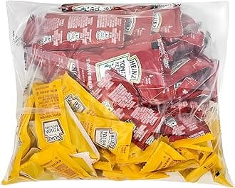 Condiment Packets Ketchup and Mustard (100 Total; 50 Each Flavor)