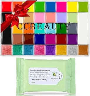 CCbeauty Professional Face Painting Kit 36 Colors Face Body Paint Kit Halloween Makeup Sfx Special Effects Makeup Kit Cosplay Makeup Palette with Avocado Cleansing Towel