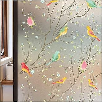 Coavas Non-Adhesive Frosted Bird Decorative Static Cling Glass Window Privacy Film ( 17.7In. by 78.7In/ 45 x 200Cm)