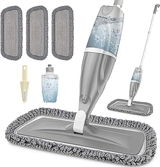 Spray Mops for Cleaning Floors - EXEGO Microfibre Floor Mops with 3 Washable Pads & 1 Refillable Bottle - Dust Dry Commercial Mop for Hardwood Laminate Vinyl Tile Ceramic Floors Cleaning