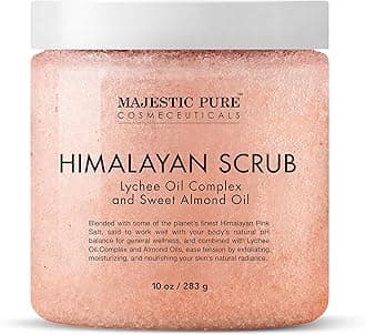MAJESTIC PURE Himalayan Salt Body Scrub with Lychee Oil, Exfoliating Salt Scrub to Exfoliate & Moisturize Skin, Deep Cleansing - 283 g