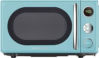 GLCMKA07BER-07 Retro Microwave Oven, LED Lighting, Pull Handle Design, Child Lock, Bebop Blue, 0.7 cu ft