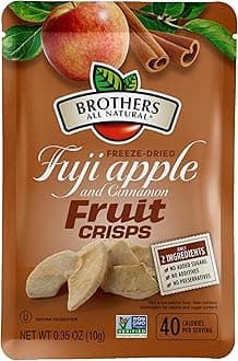 Brothers All Natural Freeze Dried Fruit Crisps, Fuji Apple & Cinnamon, 0.35 Oz (Pack of 24), Made with 100% Fruit, Gluten Free, Soy Free, Vegan, Healthy Snack, Lunch Box Ready