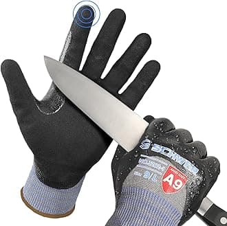 2 Pairs ANSI A9 Highest Level Cut/Abrasion/Puncture Resistant Gloves, 3/4 Double Nitrile Coating for Ultra Durable, Water and Oil Proof, Anti Slip, Stain Resistant, Black, L
