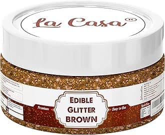 La Casa Premium Edible Glitter - BROWN | Metallic Glitter Ideal for Cake Icing Decoration & Garnishing | 9g |