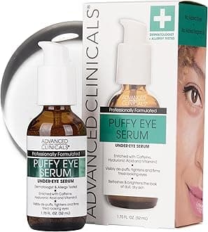 Puffy Eye Under Eye Serum | Visible Anti Aging Brightening Vitamin C + Caffeine Serum Helps Improve Look Of Puffiness, Fine Lines, Dark Circles, & Uneven Skin Tone, 1.75 Fl Oz