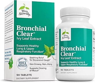 Terry Naturally Bronchial Clear - 90 Tablets - Soothing Lung & Upper Respiratory Function Support Supplement, Non-Drowsy, Non-Jittery - Non-GMO, Gluten-Free - 90 Servings