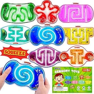 Sensory Fidget Toys for Kids: 8 Pack Sensory Toy for Autistic Children Special Needs - Squeeze Sensory Calming Toys Filled with Colorful Goo, Glitter - Classroom Prizes Box Toy, Goodie Bag Stuffer