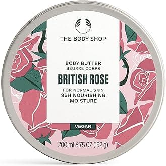 The Body Shop British Rose Body Butter (1x 200ml), Body Moisturiser with Shea Butter, Body Cream for Normal Skin, 96H Nourishing Moisture, Body Care, Vegan Formula