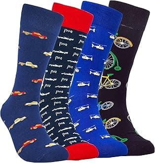 Mens Fun Patterned Dress Socks - Funny Novelty Crazy Design Cotton Socks
