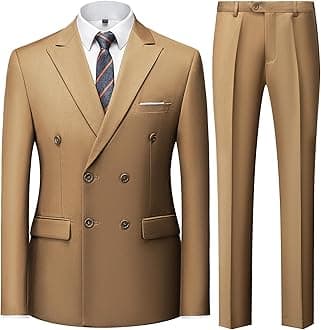 Men's 3 Piece Suit Slim Fit Double Breasted Tuxedo Formal Blazer Pants Vest Suit Set for Wedding Casual Business