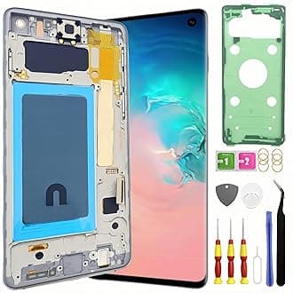 Galaxy S10 Screen Replacement for Samsung Galaxy S10 LCD Screen Touch Digitizer Display Pantalla with Frame Toolkits No Fingerprint SM-G973U SG973F Silver