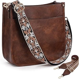 Crossbody Bags for Women Trendy Vegan Leather Hobo Handbags With 2PCS Adjustable Guitar Strap Shoulder Bucket Bags