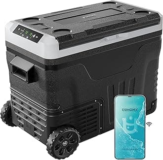 12 Volt Refrigerator, 47QT(45L) Dual Zone Electric Cooler, Portable Freezer 12V/24V DC 110-240V AC, 12V Fridge -4℉~68℉, 12V Cooler with Wheels & Basket for Travel, Truck, Camping, Boat