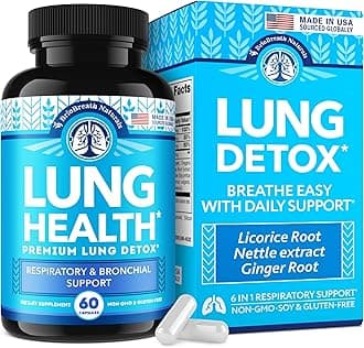 Lung Support Supplement - Natural Capsules for Lung Cleanse and Detox - Made in USA - Respiratory System; Mucus Clear - Vegan Supplement for Lung Detox; Respiratory Support - 60 Capsules