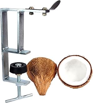 D&V Engineering Heavy-Duty Table-Mount Coconut Scraper & Grater | Sharp 2 mm Stainless Steel Blade, Durable Metal Frame | Easy, Fast Coconut Grating | Fits Up to 3-Inch Slabs, Zinc Coated Frame