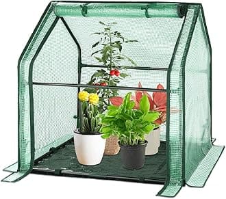 U'Artlines Portable Mini Greenhouse Small Green House with Waterproof Pad 36x18x33 Inch Plant Cover Tent for Garden Small Plants Indoor Outdoor, Green PE