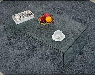 Panana PALDIN Modern Bent Glass Coffee Table, Stylish Low Living Room Table, Minimalist 10mm Tempered Glass, 100L*55W*35.5Hcm