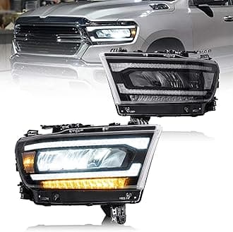 VLAND Led Headlights Compatible with 2019 2020 Dodge Ram 1500 Tradesman& HFE, Bighorn, Laramie, Rebel( NOT FIT Halogen Type & Classic & TRX ) w/Reflective Bowl Sequential Clear