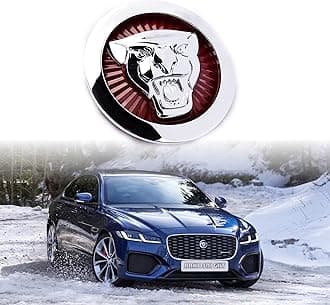Emblem Compatible with Jagvar XE XF XJ F-Type F-PACE Front Center Grille Emblem 3.38inch Car Badge Emblem Leopard Jagvar Accessories(Front Emblem Red-Chrome)