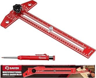 Saker Woodworking Scriber Marking Line Ruler, Adjustable Aluminum Alloy Sliding T-Square Ruler,Precision Line Drawing aid Ruler with Angle Adjustment Scale