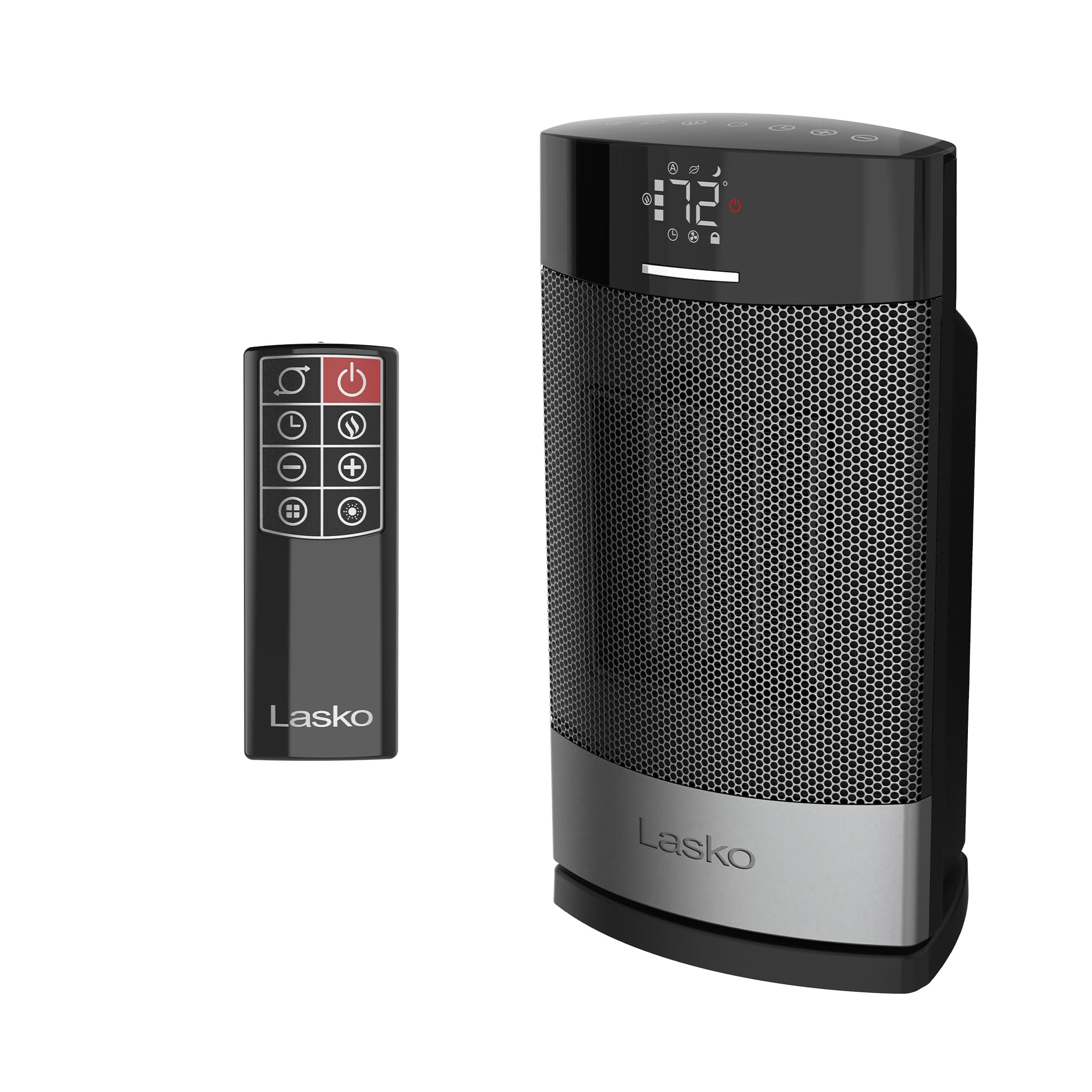 Ellipse Ceramic Tabletop Heater for Home with Tip-Over Switch, Child Lock, Digital Display, Thermostat, AutoECO Mode, Wide Oscillation, Remote, For Bedroom, Office, Den, 1500W, Black, CD12950